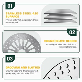 Youxmoto 11.5 Brake Rotors (2pcs Front + 1pc Rear), 2000-2007 for Harley Road King Street Glide Electra/for Night Train/for Fat Boy/for Softail Standard, for Sportster Super Glide/for Low Rider