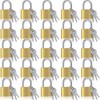 Yaocom 24 Pcs Solid Brass Keyed Padlock, Small Yellow Gym