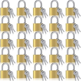 Yaocom 24 Pcs Solid Brass Keyed Padlock, Small Yellow Gym Lock, Strong Padlock with Same Key for Luggage Toolbox (30mm 1-3/16'')
