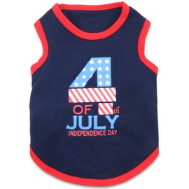 4th of July Small Puppy Clothes Independent Day Dog Shirts USA Flag Dog Outfit for Boy Girl Independence Day Printed