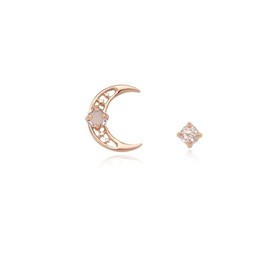 [Custom Made] Aries Dear Moon Aquamarine Unbalanced Constellation Earrings OTE120613B Size / [주문제작] 양자리 디어문 아쿠아마린 언발란스 별자리 귀걸이 OTE120613B 사이즈