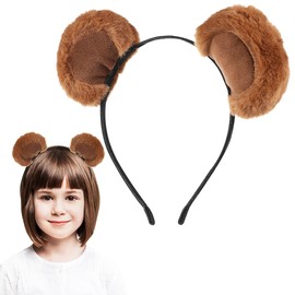OATIPHO Bear Ear Headband Cute Headband Brown Bear Costume Headband Decoration Fuzzy Headband Adorable Bear Hat Makeup Face Face Halloween Festival Cosplay Party
