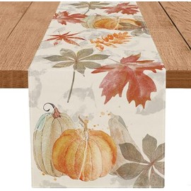 Camino de mesa de otoño de Acción de Gracias, para el hogar, cocina, comedor, calabazas, hojas de arce, cosecha, bandera de mesa clásico para decoración de interiores y exteriores, 13 x 72 pulgadas