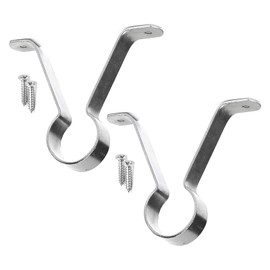 SISI UK Hanging Rod Wardrobe Rail Bracket Supports, Chrome, Pack of 2, Fits 19mm Rail, Wall Mount, Stainless Steel Frame