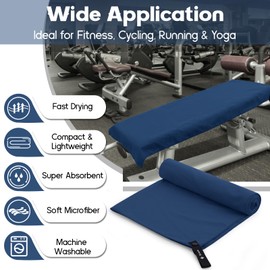 Sinand Microfibre towel 2 Pack |160x80cm+80x40cm| Ultra Lightweight Gym Towel, Quick Dry Microfiber Towels for Sports Travel Camping Beach Swimming (Navy blue)