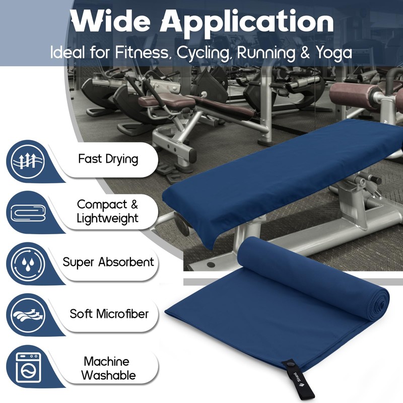 Sinand Microfibre towel 2 Pack |160x80cm+80x40cm| Ultra Lightweight Gym Towel,