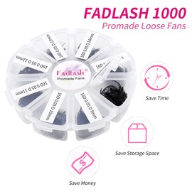 Eyelash Extension 1000pcs Mix Premade Fans Eyelash Extensions D Curl Promades Eyelash Volume Lash Extensions Loose Fans Pre Made Volume Lashes Pointed Base (16D-0.05D, 9-16mm)