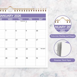2026 Calendar - Wall Calendar 2026-2027 Runs from January 2026 - June 2027, 18 Months Calendar with Thick Paper for Planning and Organizing at Home or Office, 8.5 x 11 in, Purple