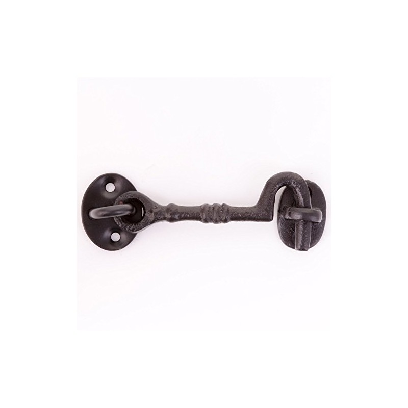 Black Traditional Cast Iron 4" Cabin Hook & Eye -