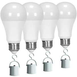 Ciata Rechargeable Light Bulbs - Power Outage Supplies, Battery Operated Light Bulb with Rechargeable Battery Powered - Lasts 3-4 Hours - with a Hook for Camping, Cordless Rechargeable - Pack of 4