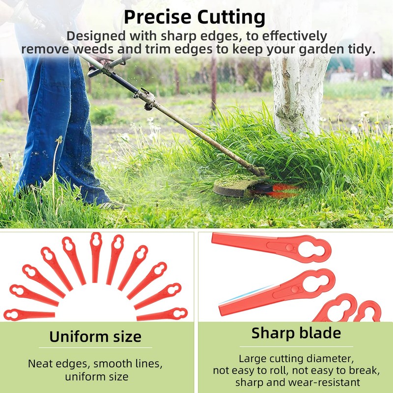 Powmag 100 Pieces Grass Trimmer Blade Plastic Replacement Blades, Grass