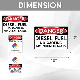 Pack 6 Pcs No Smoking No Open Flames Sticker for Cars Tractors Vehicles Trucks Fuel Cans Gas Caps Window Bumper Stickers Removable Waterproof Vinyl Decals Car Exterior Accessories