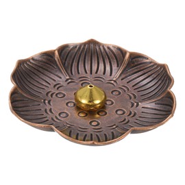 sourcing map 2pcs Flower Incense Holder, Incense Burner Holder Set, Water Drop Shape Ash Catcher for Yoga Room Living Room Bedroom Home Decor Copper