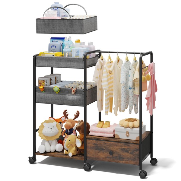 BBLIKE 3in1 Diaper Caddy Organizer - Diaper Caddy & Rolling