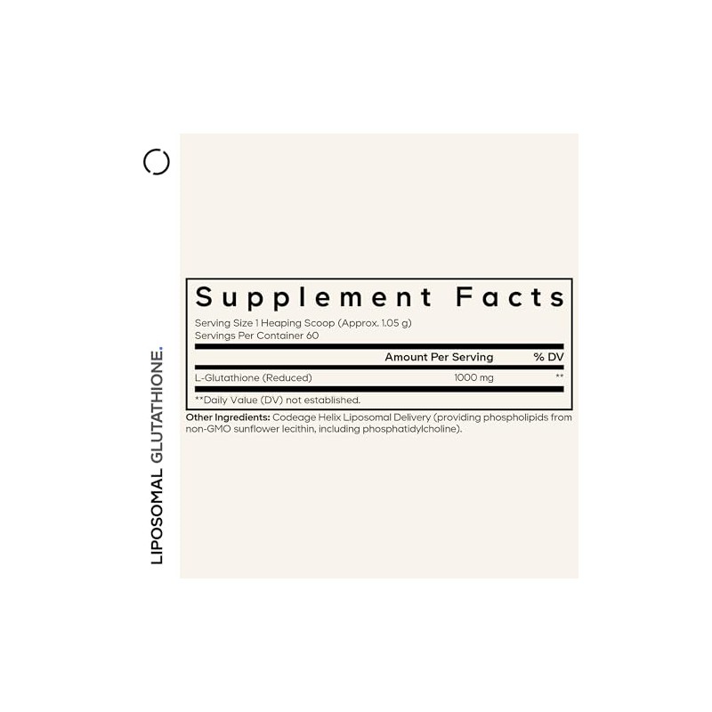 Codeage Polvo de Glutatión Liposomal - 1000 MG de L-glutatión