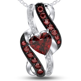 MANASSAA Birthstone Necklace-Silver Necklace for Women, Heart Necklace for Women, Platinum Plated Sterling Silver Infinity Necklace, Gift for Her Anniversary, Mother’s Day, Valentine’s Day, Christmas