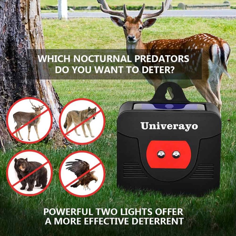 Univerayo Coyote Deterrent Solar Predator Control Light Deer Repellent Device