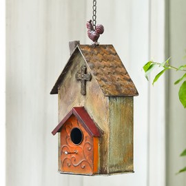 Jemeni Metal Rooster Bird Houses for Outsides Hanging, Birdhouse for Outdoor, 14.7" H……