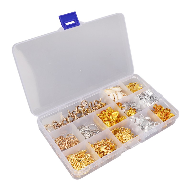 206pcs Dreadlocks Hair Jewelry Rings DIY Alloy Metal Golden Silver