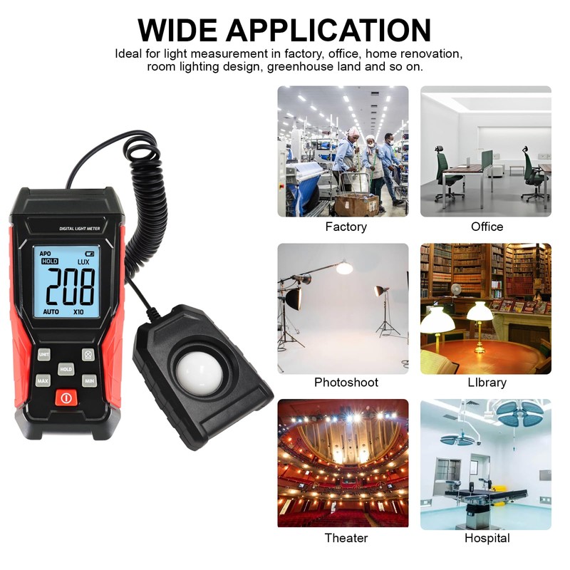 Light Meter Digital Lux Meter Handheld Illuminance Light Meter with