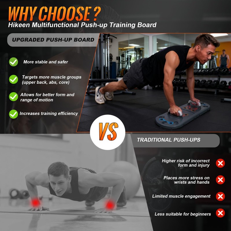 Hikeen Push Up Board - Portable Push Up Bar for