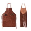MIKI WELL Leather Welding Rustic Apron with Large Pockets and