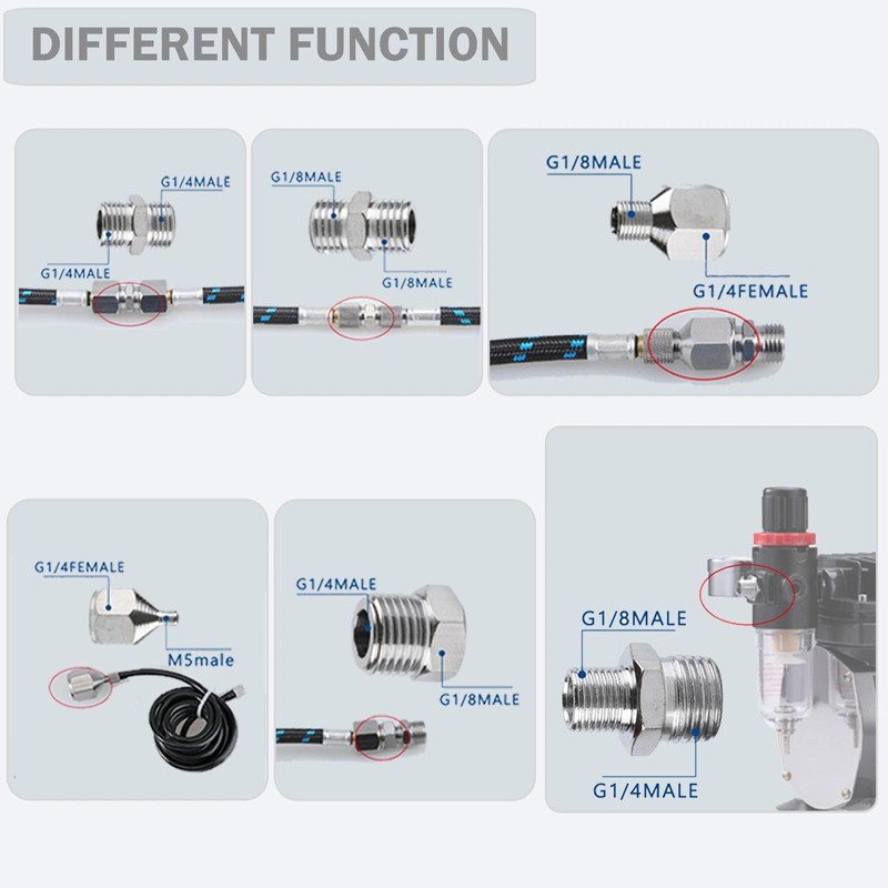 HUBEST 7 pcs of airbrush adaptor set airbrush fitting airbrush
