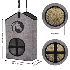 ZR ZHENGRONG Goat Hay Feeder Bags with Metal Fastener and Adjustable Open Feed Hole for Slow Feeding-Purple