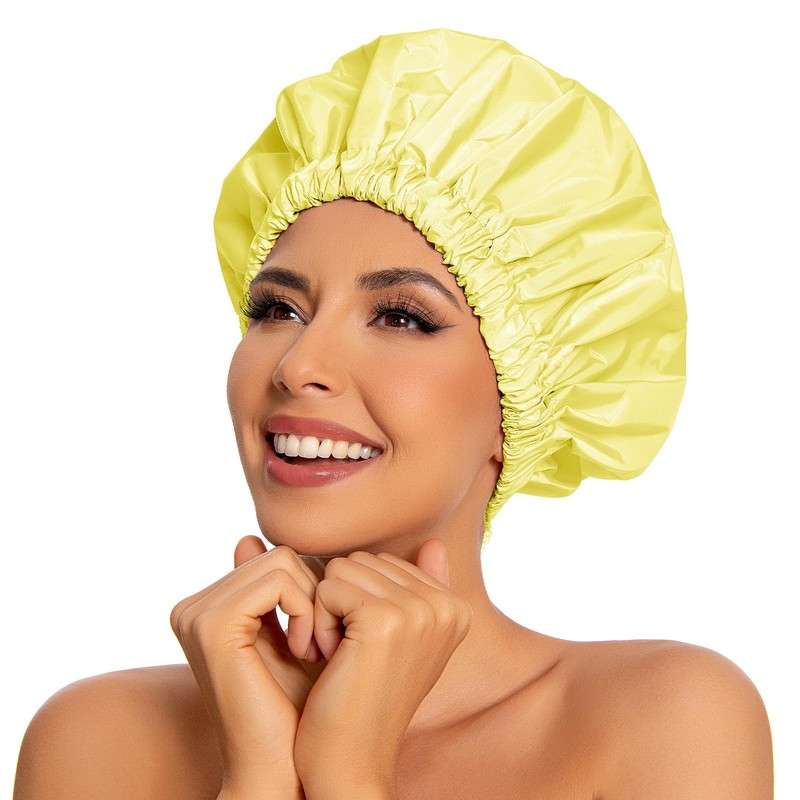 Edoneery Shower Cap for Women, Reusable Large Waterproof Shower Bonnet