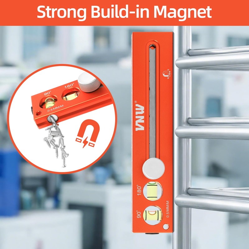 7 Inch Aluminum Torpedo Level with 90°/180° Bubble Vials,Magnetic Leveler