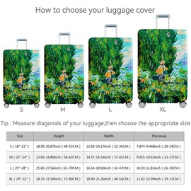 fancyfree Luggage Cover Washable Suitcase Protector Anti-scratch Suitcase cover (Cypress Painting, S(18"-21" luggage))