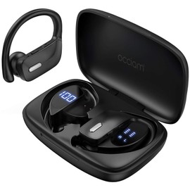 occiam Wireless Earbuds Bluetooth Headphones 48H Play Back Earphones in Ear Waterproof with Microphone LED Display for Sports Running Workout Blue