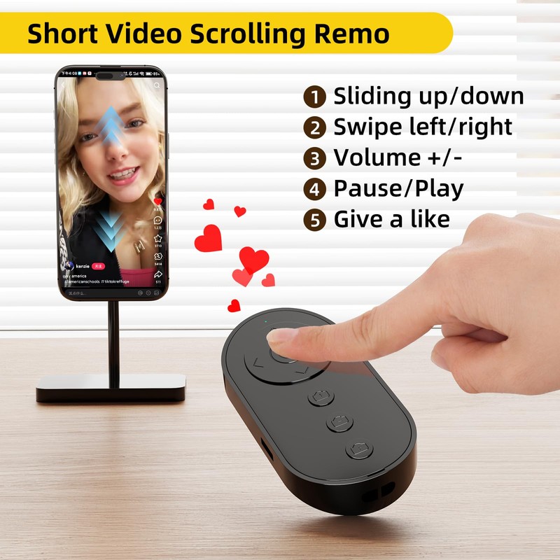 Bluetooth Camera Remote Shutter with Zoom and Front/Rear Camera Switch