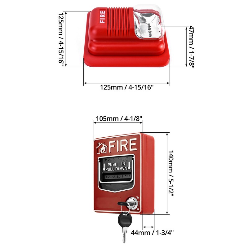 QWORK Wired Emergency Sound and Light Fire Alarm Station, 12