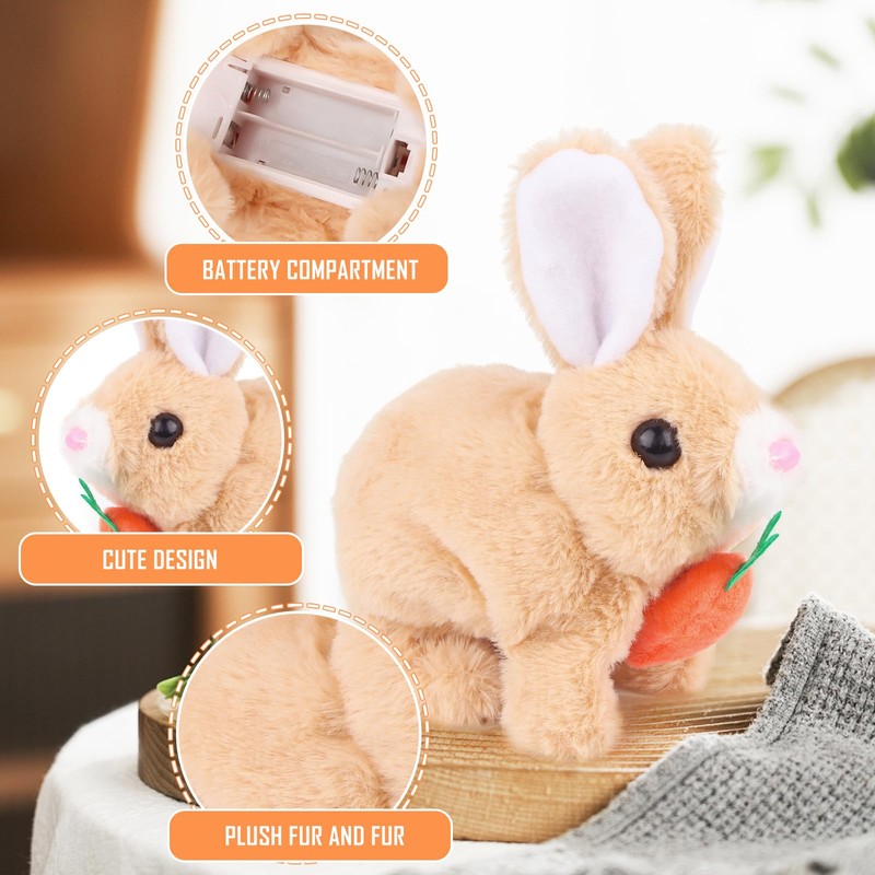 Byffoer Bouncing Rabbit, Interactive Electronic Pet Plush Rabbit Toy with
