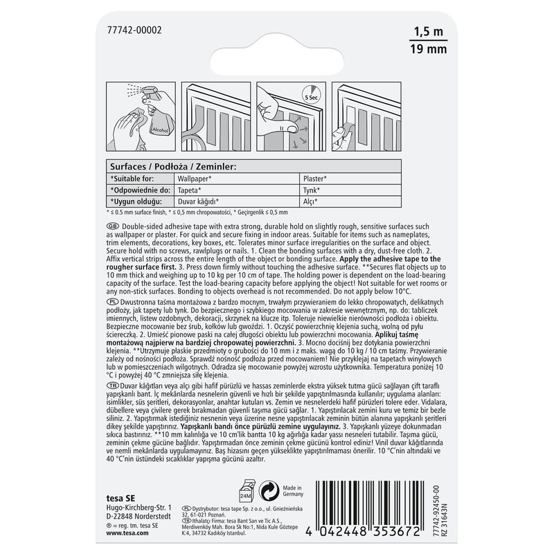 tesa Smart Mounting System Permanent Double Sided Mounting Tape for