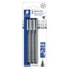 STAEDTLER Pigment Liner Pack, Black, 3 Pens, Assorted Line Widths