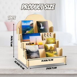 MXHBSTP 1 Pcs Greeting Card Display Stand, Wooden Display Stand, Portable and Sturdy Organizer for Greeting Cards, Jewelry, and Stickers, Ideal for Home Decor and Retail Displays