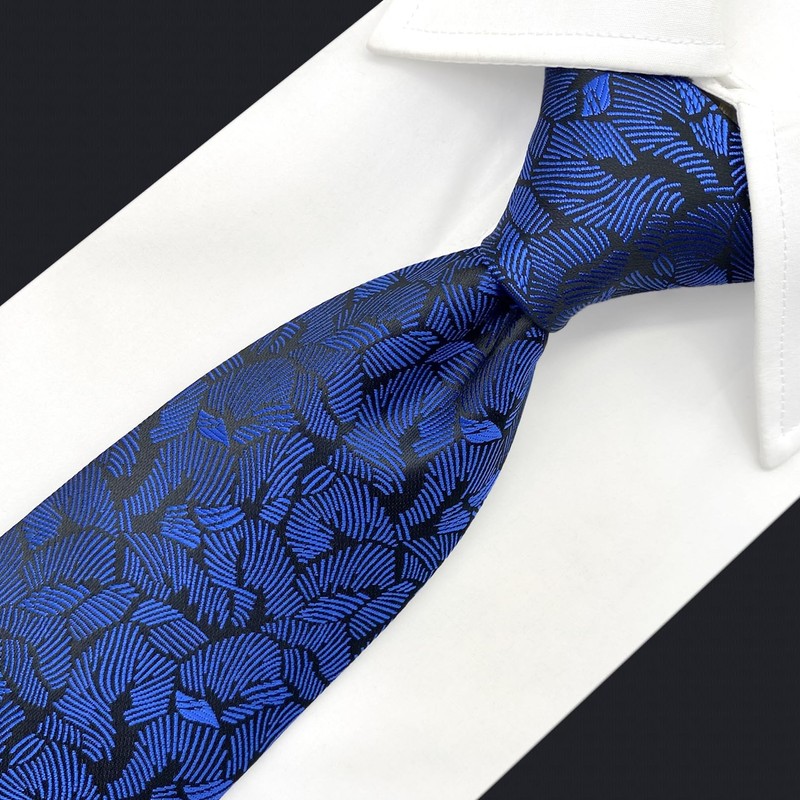 S&W SHLAX&WING Ties for Men Black Navy Blue Patterned Geometric