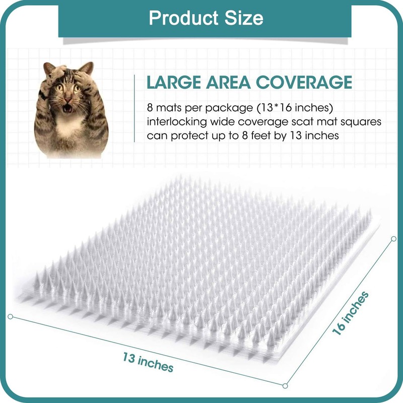 8 Pack Cat Deterrent Outdoor/Indoor Scat Mat, Pet Deterrent Training