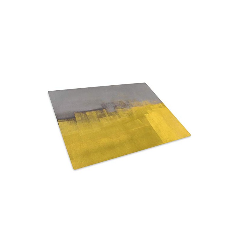 Retro Grey Yellow Glass Chopping Board Kitchen Worktop Saver Protector