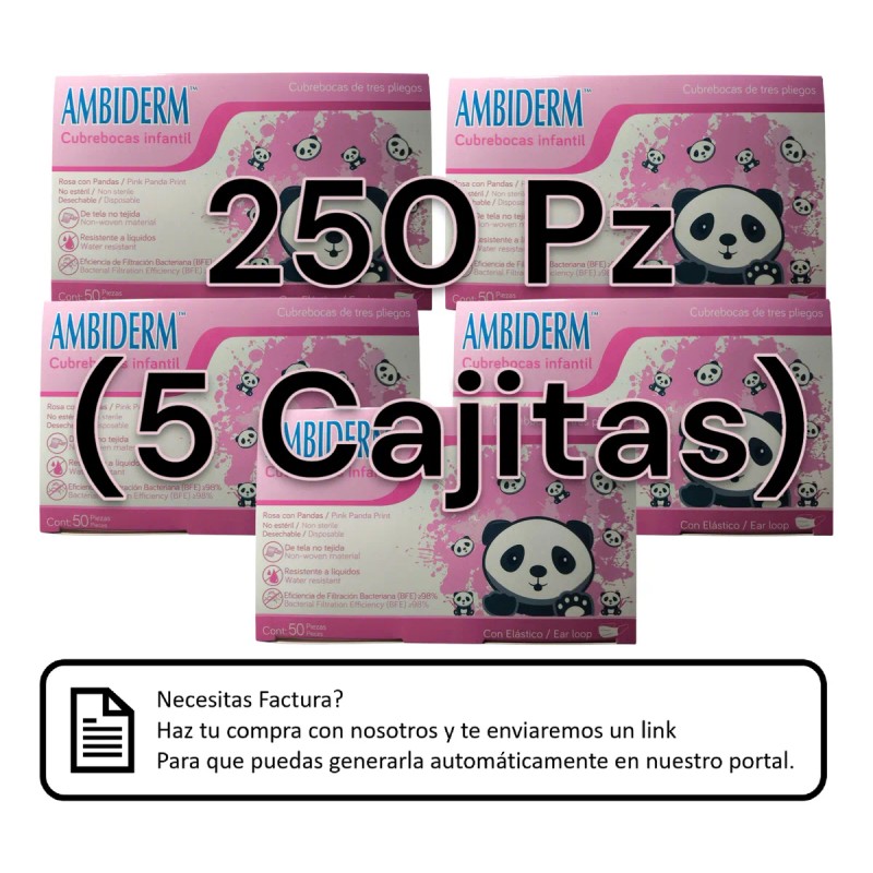 Ambiderm 250 Cubre Bocas Tricapa Infantil Niños Termosellado