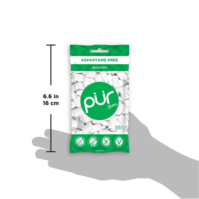 PUR Gum Spearmint, 55Count, 3 Pack