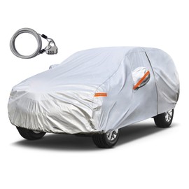 Kayme SUV Car Cover Waterproof All Weather with Lock and Zipper, Outdoor Sun Uv Rain Protection, Fit SUV Jeep (182 to 190 Inch) H5/Black