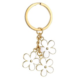 Flower Keychain, Cute Keychains Flowers Charms Enameled Keychain Sweet Aesthetic Keychains Charms Preppy Accessories Bag Purse Charm Gold Key Chain Charm Tassel Keyring for Women Girls Bag