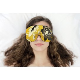 Candi Andi Handmade Opulence Yoga Eye Mask Pillow - Weighted Flaxseed Fill, Unscented, Satin & Velvet, Adjustable Strap - Ideal for Meditation & Restful Sleep -Golden Botanic - TEMF-GB