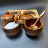 Generic Yaokingdom 2-Piece Wooden Seasoning Jar Set with Lid and