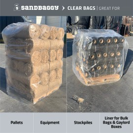 Sandbaggy Clear Pallet Covers | Fits Pallets Up to 55" x 55" x 75" | MADE IN USA - Pack of 4