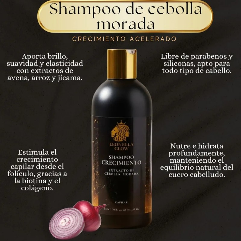 Shampoo Crecimiento Extracto Cebolla Morada Leonella G 500ml