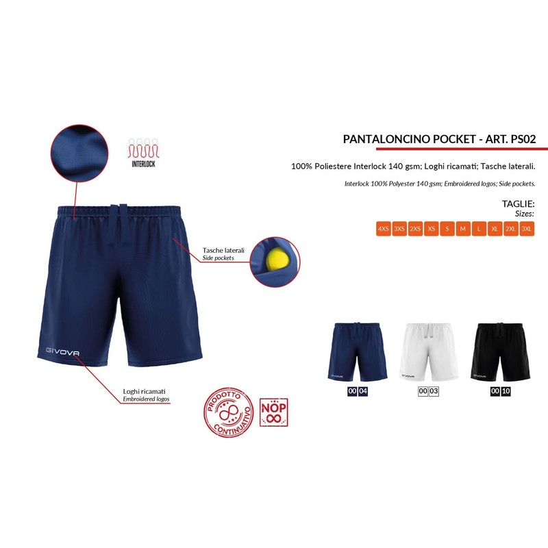 GIVOVA Pantaloncino Pocket Nero Tg. L